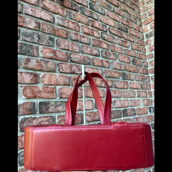 Cole Haan Red Leather Shoulder Bag Purse Dual Handles - Picture 8 of 13